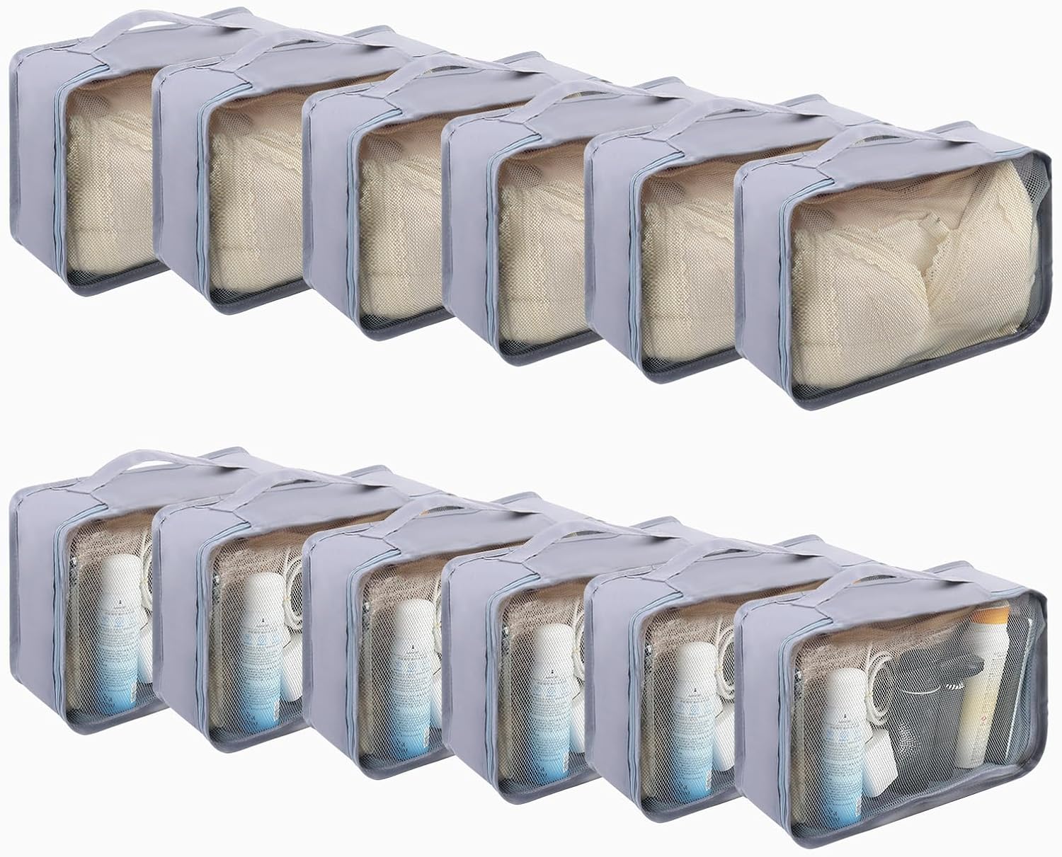 CvoMep 12 Pcs Packing Cubes Luggage Organizers Small Mesh Clothing Underwear Bag Foldable Laundry Bags for Travel Hiking Camping Backpacking