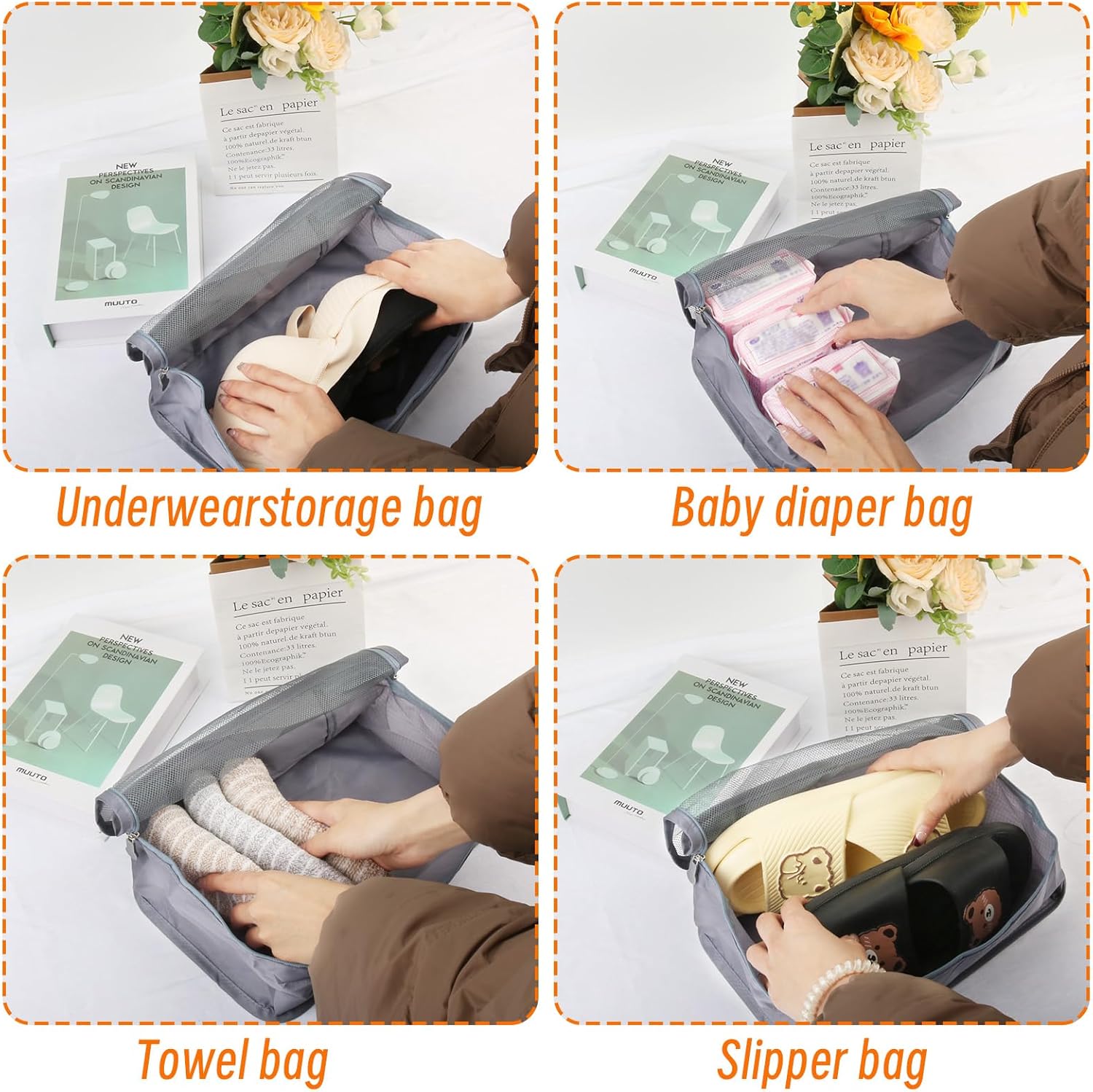 CvoMep 12 Pcs Packing Cubes Luggage Organizers Small Mesh Clothing Underwear Bag Foldable Laundry Bags for Travel Hiking Camping Backpacking - Image 6