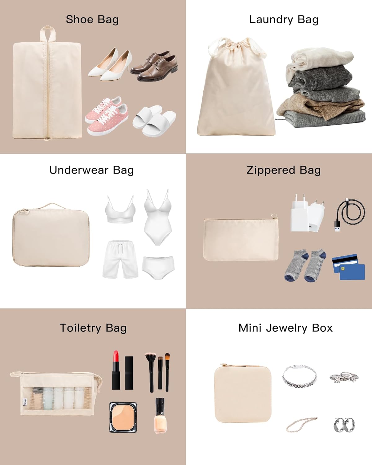 TRAILKICKER 9 Set Packing Cubes for Carry on Suitcase Travel Organizer Bags for Luggage Suitcase Organizer Bags Packing Cube Set for Packing Women Men (Beige) - Image 6